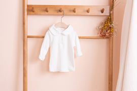 [BEBELOUTE] Bebe Long Sleeve Collar T(White), Daily Look, 4 Season Fashion for Infant and Toddler,  Cotton 100% _ Made in KOREA
